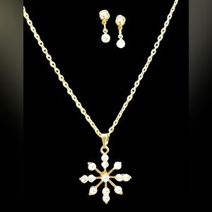 🆕 Golden Blizzard Necklace & Earring Set